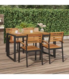 vidaXL Garden Table with U-shaped Legs 140x80x75 cm Solid Wood Acacia — Size: 140 x 80 x 75 cm