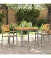 vidaXL Garden Chair 2 pcs Brown 56 x 57 x 87 cm Solid Acacia Wood — Colour: Grey
