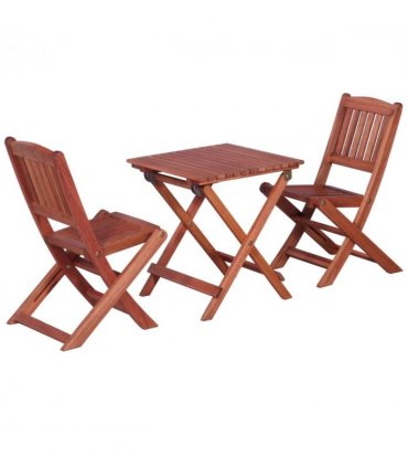 vidaXL Bistro Set | Brown | Solid eucalyptus wood with an oil finish | Small — Model: without bench