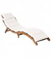 vidaXL Sun Lounger with Cream Cushions Solid Wood Acacia