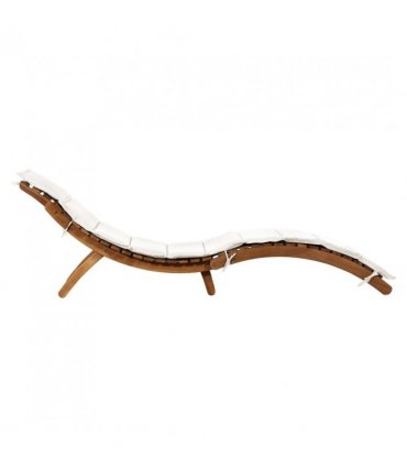 vidaXL Sun Lounger with Cream Cushions Solid Wood Acacia