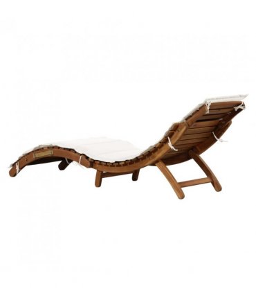 vidaXL Sun Lounger with Cream Cushions Solid Wood Acacia