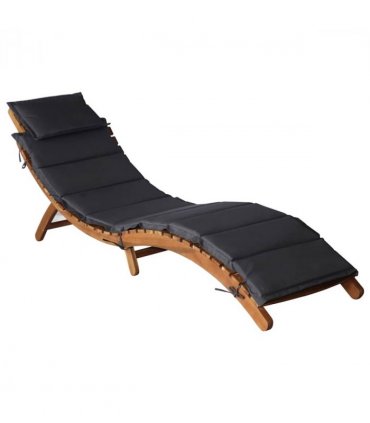 vidaXL Sun Lounger with Dark Grey Cushions Solid Wood Acacia