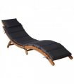 vidaXL Sun Lounger with Dark Grey Cushions Solid Wood Acacia