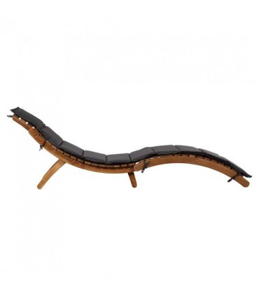 vidaXL Sun Lounger with Dark Grey Cushions Solid Wood Acacia