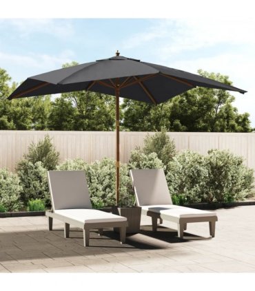 vidaXL Garden Parasol with Wooden Pole Black 300x300x273 cm