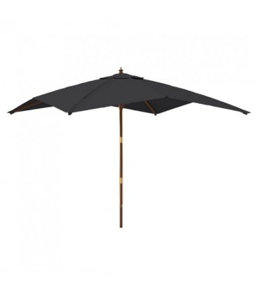 vidaXL Garden Parasol with Wooden Pole Black 300x300x273 cm
