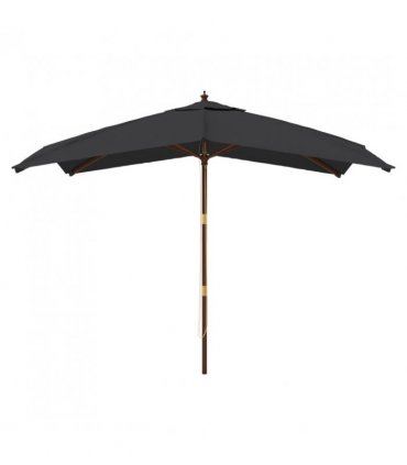 vidaXL Garden Parasol with Wooden Pole Black 300x300x273 cm