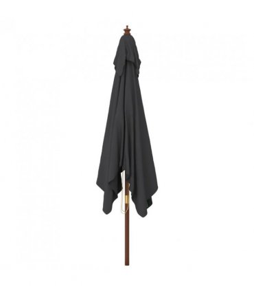 vidaXL Garden Parasol with Wooden Pole Black 300x300x273 cm