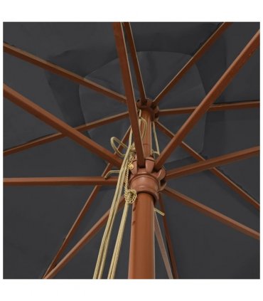 vidaXL Garden Parasol with Wooden Pole Black 300x300x273 cm