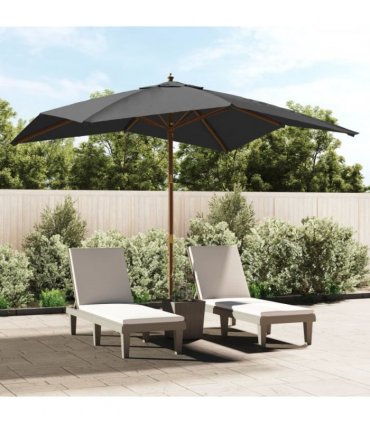 vidaXL Garden Parasol | Anthracite | Polyester, Solid hardwood, Laminated bamboo