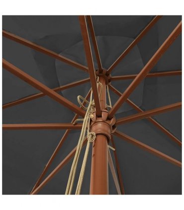 vidaXL Garden Parasol | Anthracite | Polyester, Solid hardwood, Laminated bamboo