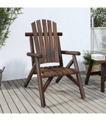 vidaXL Garden Chair | Burned wood look | Solid Spruce Wood | Standard | Durable — Colour: dark brown