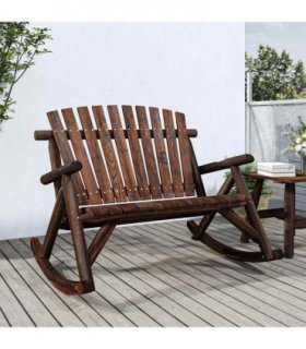 vidaXL Garden Rocking Bench | Burned look | Solid spruce wood | 2-Seater — Colour: dark brown