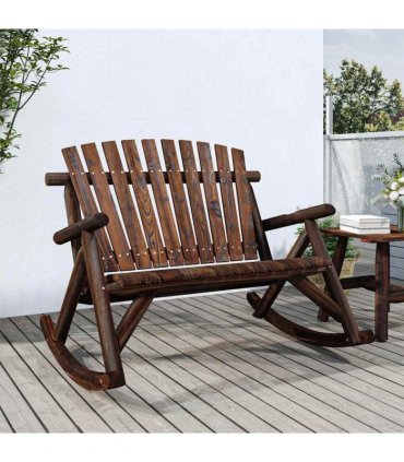 vidaXL Garden Rocking Bench | Burned look | Solid spruce wood | 2-Seater — Colour: dark brown
