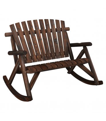 vidaXL Garden Rocking Bench | Burned look | Solid spruce wood | 2-Seater — Colour: dark brown