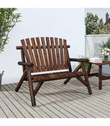 vidaXL Garden Bench | Burned Wood | Solid spruce wood | Medium | Durable — Colour: dark brown