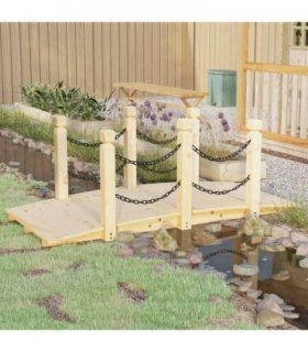 vidaXL Garden Bridge with Chain Railings 150x67x56cm Solid Wood Spruce — Colour: natural