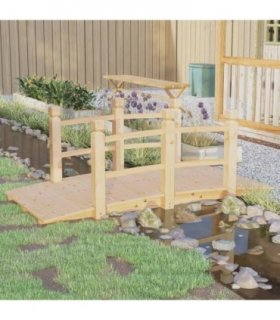 vidaXL Garden Bridge with Railings 150x67x56cm Solid Wood Spruce — Colour: natural