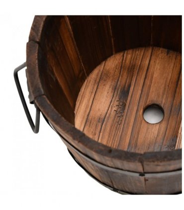 vidaXL 3 Piece Wooden Bucket Planter Set Solid Wood Fir — Size: Ø 21 x 17 cm