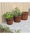 vidaXL 3 Piece Wooden Bucket Planter Set Solid Wood Fir — Size: Ø 45 x 35 cm