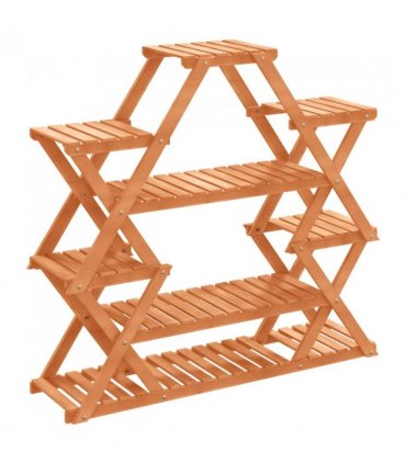 vidaXL Flower Stand 110x25x105 cm Solid Wood Fir — Colour: light brown, Size: 110 x 25 x 105 cm