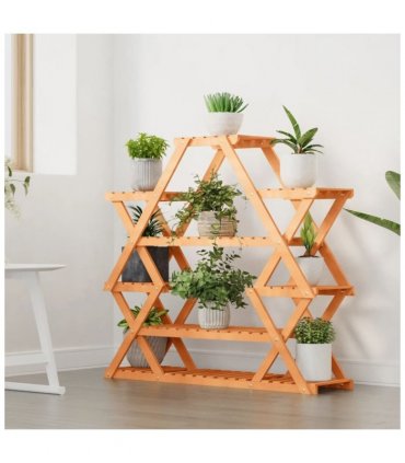 vidaXL Flower Stand 110x25x105 cm Solid Wood Fir — Colour: light brown, Size: 110 x 25 x 105 cm