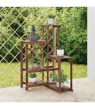 vidaXL Flower Stand 62.5x61.5x101.5 cm Solid Wood Fir — Colour: brown, Size: 62.5 x 61.5 x 101.5 cm