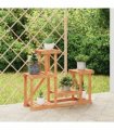 vidaXL Flower Stand 90x25x73.5 cm Solid Wood Fir — Colour: light brown, Size: 90 x 25 x 73.5 cm