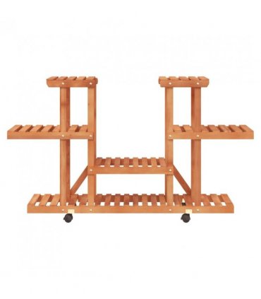 vidaXL Flower Stand with Wheels 110x25x78 cm Solid Wood Fir — Colour: light brown, Size: 110 x 25 x 78 cm