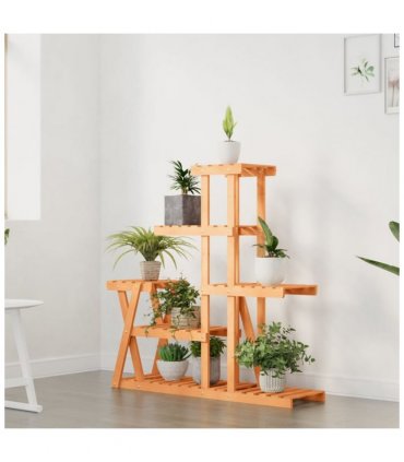 vidaXL Flower Stand 95x25x96 cm Solid Wood Fir — Colour: light brown, Size: 25 x 95 x 96 cm