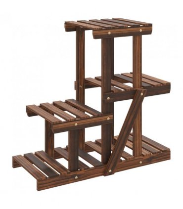 vidaXL Flower Stand 58x25x51 cm Solid Wood Fir — Colour: brown, Size: 58 x 25 x 51 cm