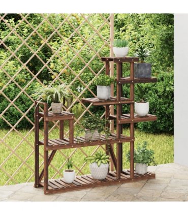 vidaXL Flower Stand 110x25x111 cm Solid Wood Fir — Colour: brown, Size: 110 x 25 x 111 cm