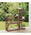 vidaXL Flower Stand 110x25x111 cm Solid Wood Fir — Colour: brown, Size: 110 x 25 x 111 cm