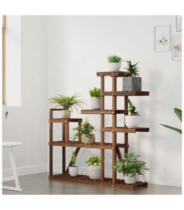vidaXL Flower Stand 110x25x111 cm Solid Wood Fir — Colour: brown, Size: 110 x 25 x 111 cm