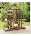 vidaXL Flower Stand 110x25x96 cm Solid Wood Fir — Colour: brown, Size: 110 x 25 x 96 cm