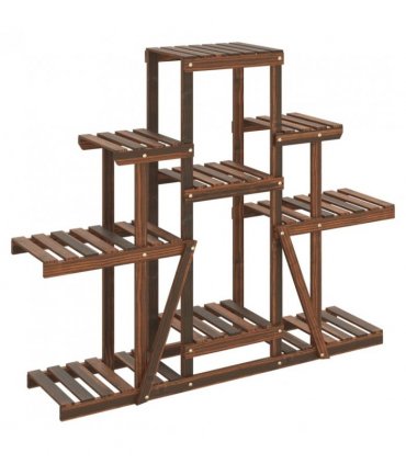 vidaXL Flower Stand 110x25x96 cm Solid Wood Fir — Colour: brown, Size: 110 x 25 x 96 cm