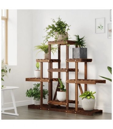 vidaXL Flower Stand 110x25x96 cm Solid Wood Fir — Colour: brown, Size: 110 x 25 x 96 cm