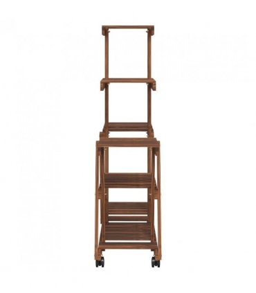vidaXL Flower Stand with Wheels 95x25x101 cm Solid Wood Fir — Colour: brown, Size: 25 x 95 x 101 cm