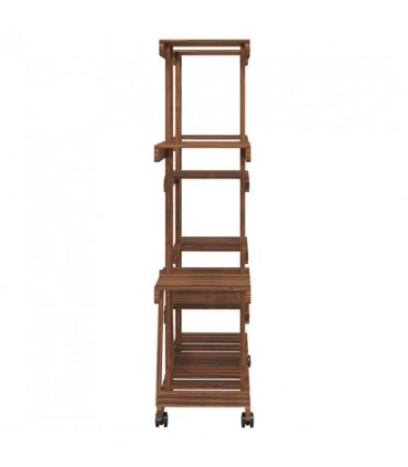 vidaXL Flower Stand with Wheels 110x25x115 cm Solid Wood Fir — Colour: brown, Size: 110 x 25 x 115 cm