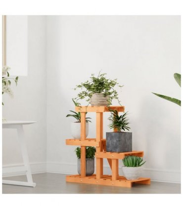 vidaXL Flower Stand 58x25x51 cm Solid Wood Fir — Colour: light brown, Size: 58 x 25 x 51 cm