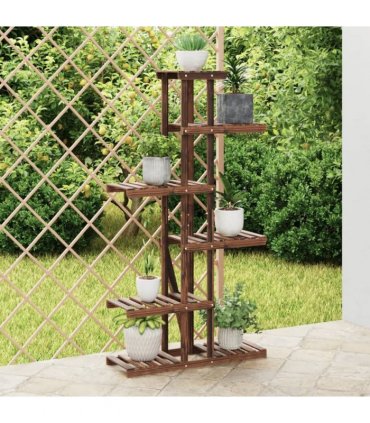 vidaXL Flower Stand 75x25x140.5 cm Solid Wood Fir — Colour: brown, Size: 75 x 25 x 140.5 cm