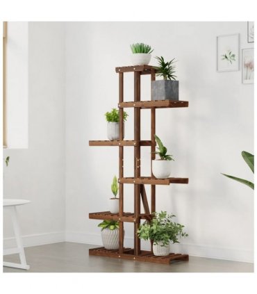 vidaXL Flower Stand 75x25x140.5 cm Solid Wood Fir — Colour: brown, Size: 75 x 25 x 140.5 cm