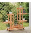 vidaXL Flower Stand with Wheels 95x25x101 cm Solid Wood Fir — Colour: light brown, Size: 95 x 25 x 101 cm