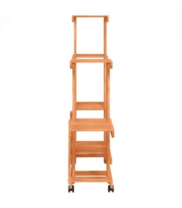 vidaXL Flower Stand with Wheels 95x25x101 cm Solid Wood Fir — Colour: light brown, Size: 95 x 25 x 101 cm