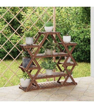 vidaXL Flower Stand 110x25x105 cm Solid Wood Fir — Colour: brown, Size: 110 x 25 x 105 cm