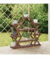 vidaXL Flower Stand 110x25x105 cm Solid Wood Fir — Colour: brown, Size: 110 x 25 x 105 cm