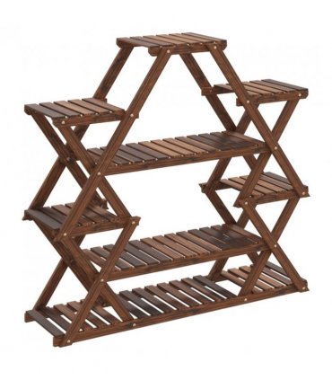 vidaXL Flower Stand 110x25x105 cm Solid Wood Fir — Colour: brown, Size: 110 x 25 x 105 cm