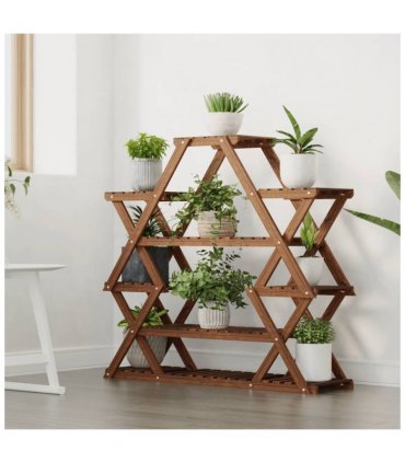 vidaXL Flower Stand 110x25x105 cm Solid Wood Fir — Colour: brown, Size: 110 x 25 x 105 cm