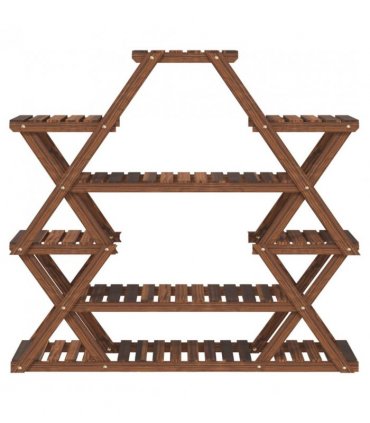 vidaXL Flower Stand 110x25x105 cm Solid Wood Fir — Colour: brown, Size: 110 x 25 x 105 cm